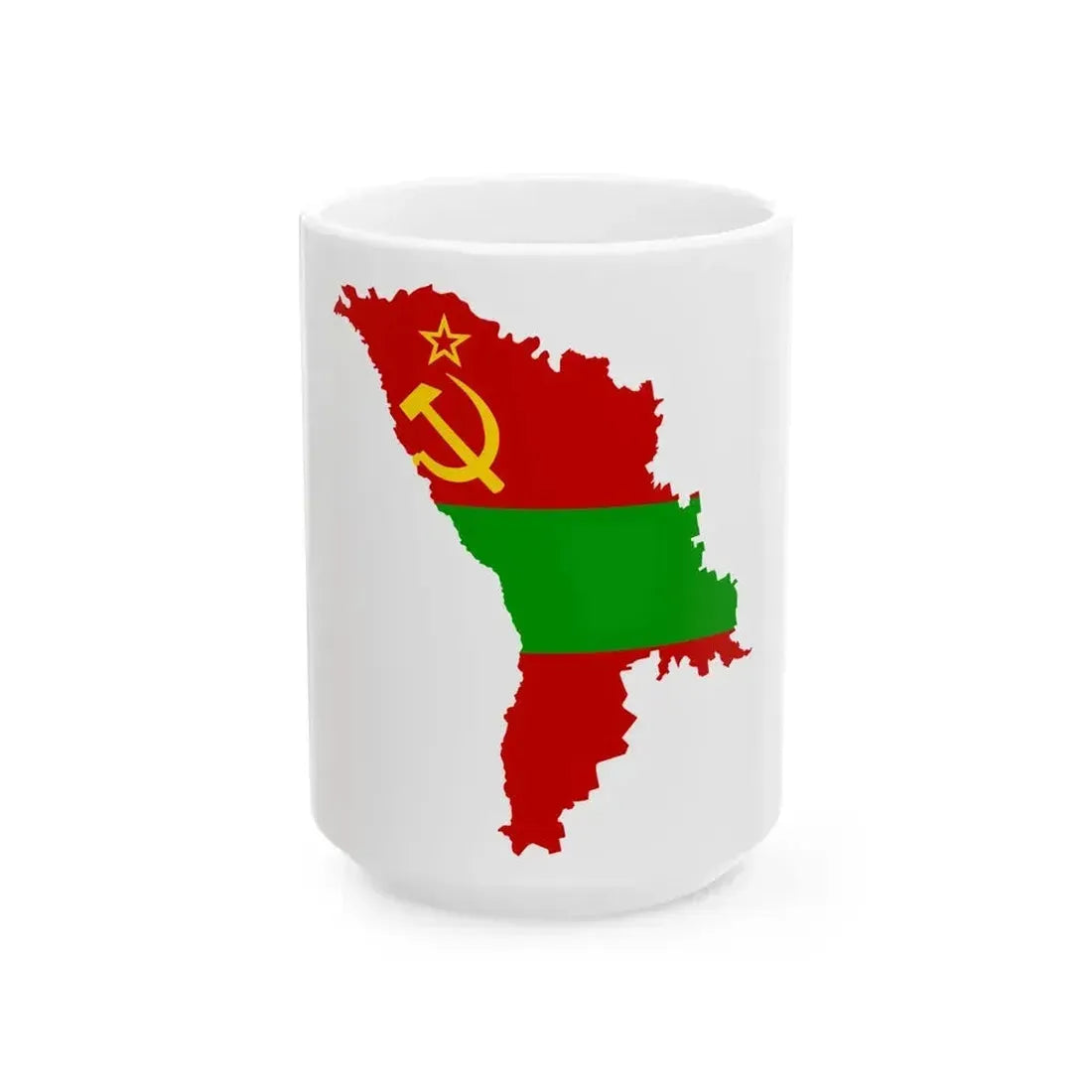 Flag map of the Moldavian SSR 1952-1990 (Moldova) White Coffee Mug 15oz - Go Mug Yourself