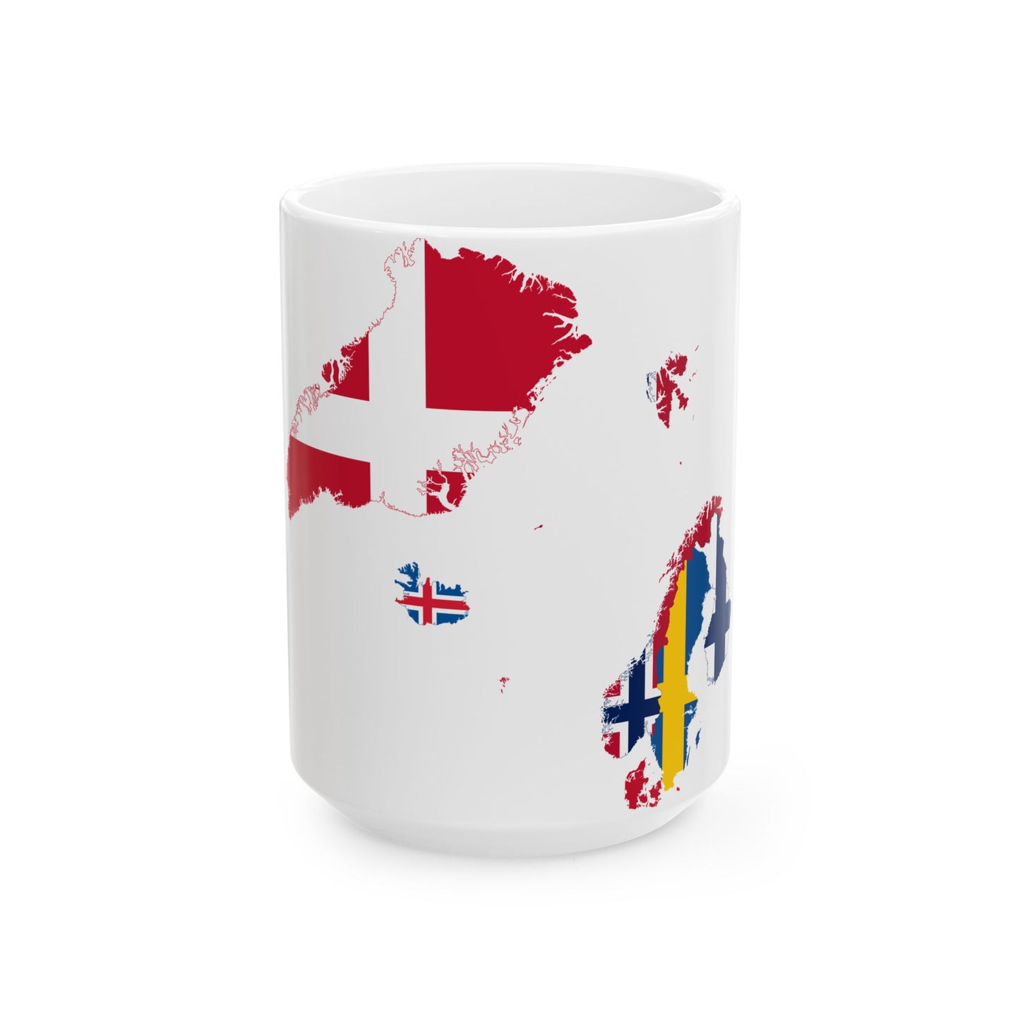 Flag map of the Nordic countries (Denmark) White Coffee Mug-15oz-Go Mug Yourself