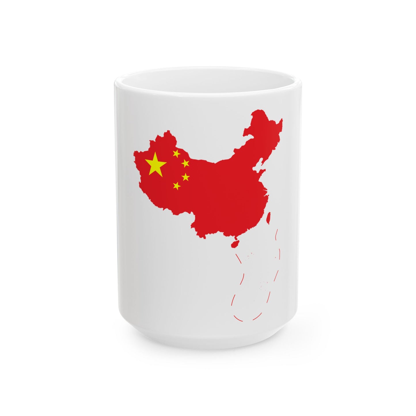 Flag-map of the Peoples Republic of China include nine-dash line (China) White Coffee Mug-15oz-Go Mug Yourself