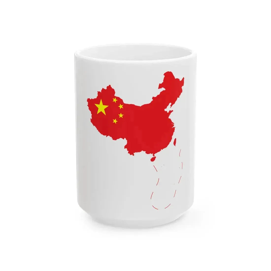 Flag-map of the Peoples Republic of China include nine-dash line (China) White Coffee Mug 15oz - Go Mug Yourself