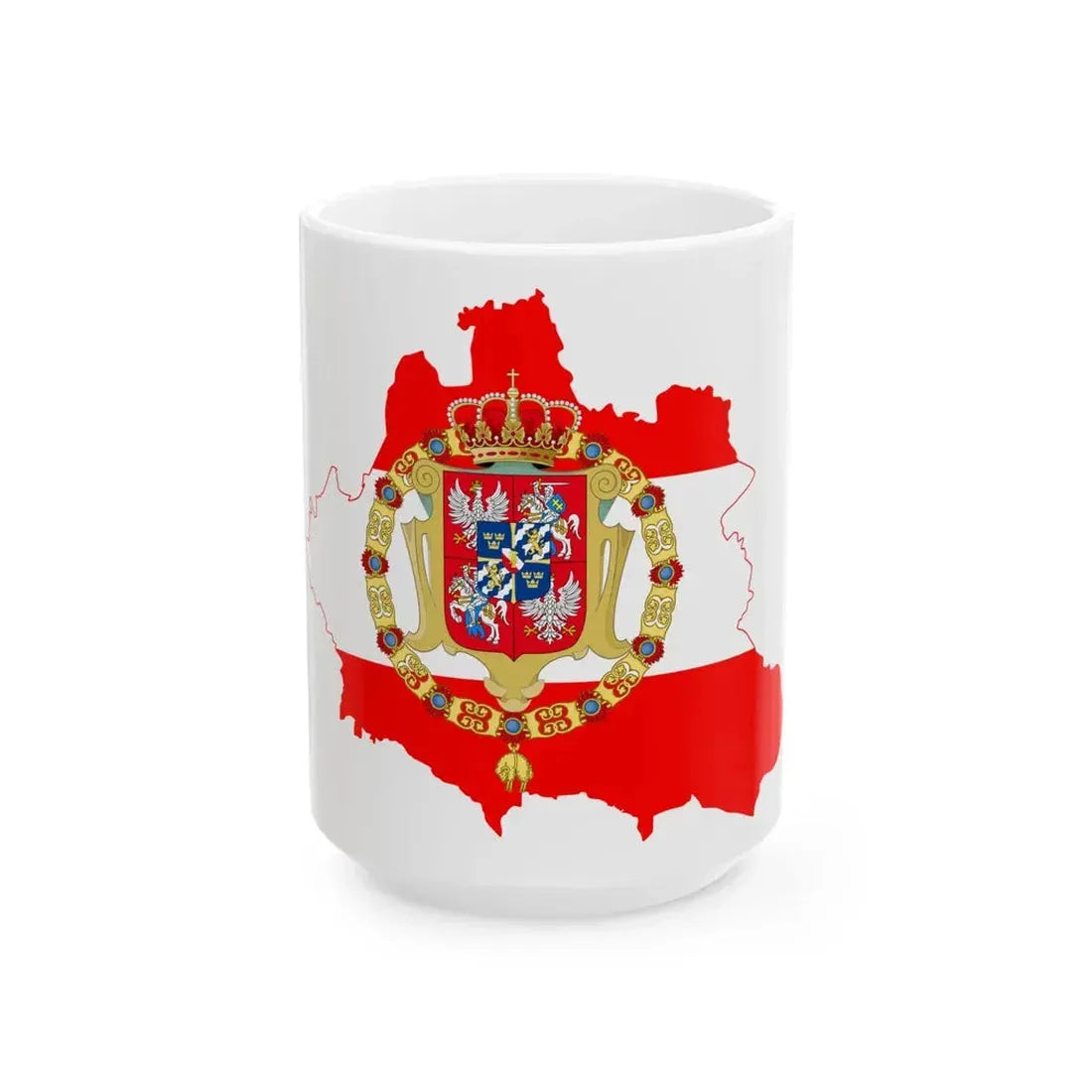 Flag-map of the PolishLithuanian Commonwealth (Poland) White Coffee Mug 15oz - Go Mug Yourself