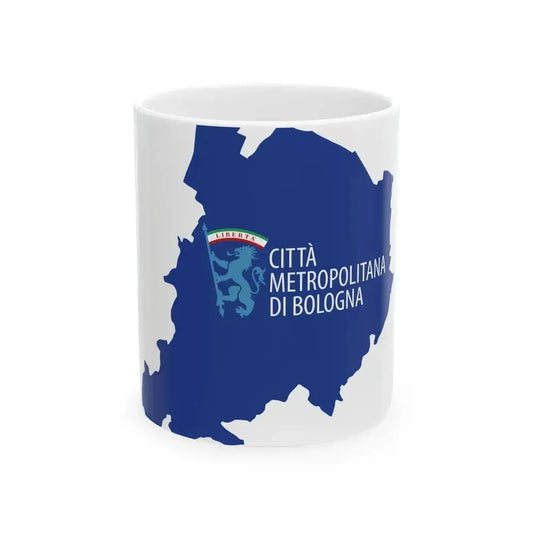Flag map of the Province of Bologna (Italy) White Coffee Mug 11oz - Go Mug Yourself