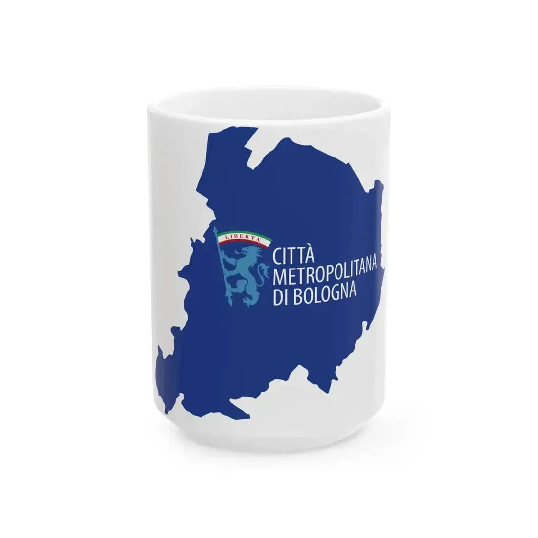 Flag map of the Province of Bologna (Italy) White Coffee Mug 15oz - Go Mug Yourself
