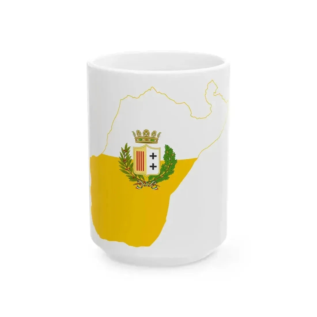 Flag map of the Province of Reggio Calabria (Italy) White Coffee Mug 15oz - Go Mug Yourself