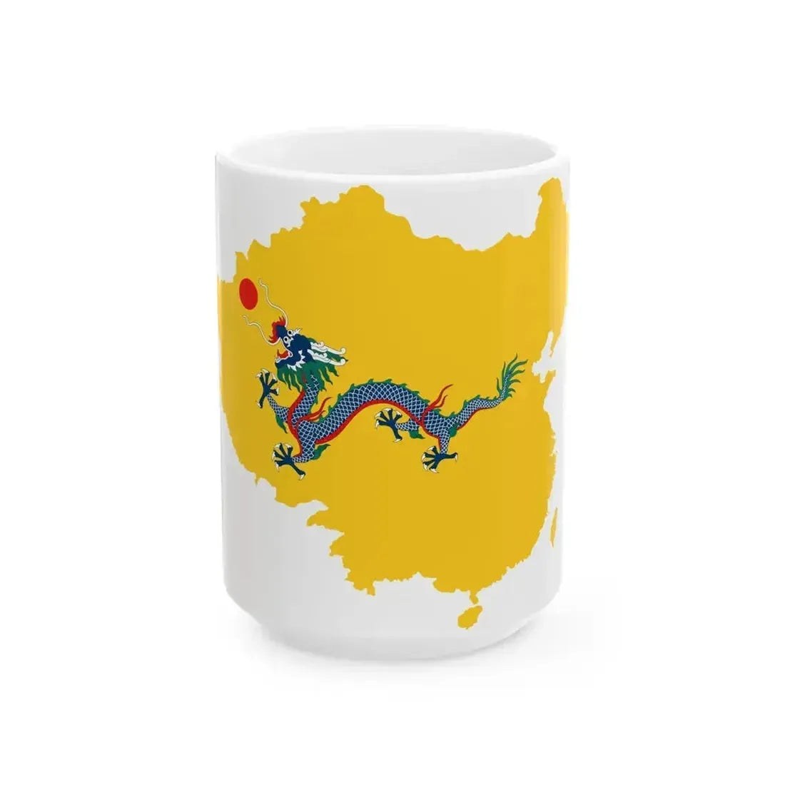 Flag map of the Qing dynasty 1862-1912 (China) White Coffee Mug 15oz - Go Mug Yourself