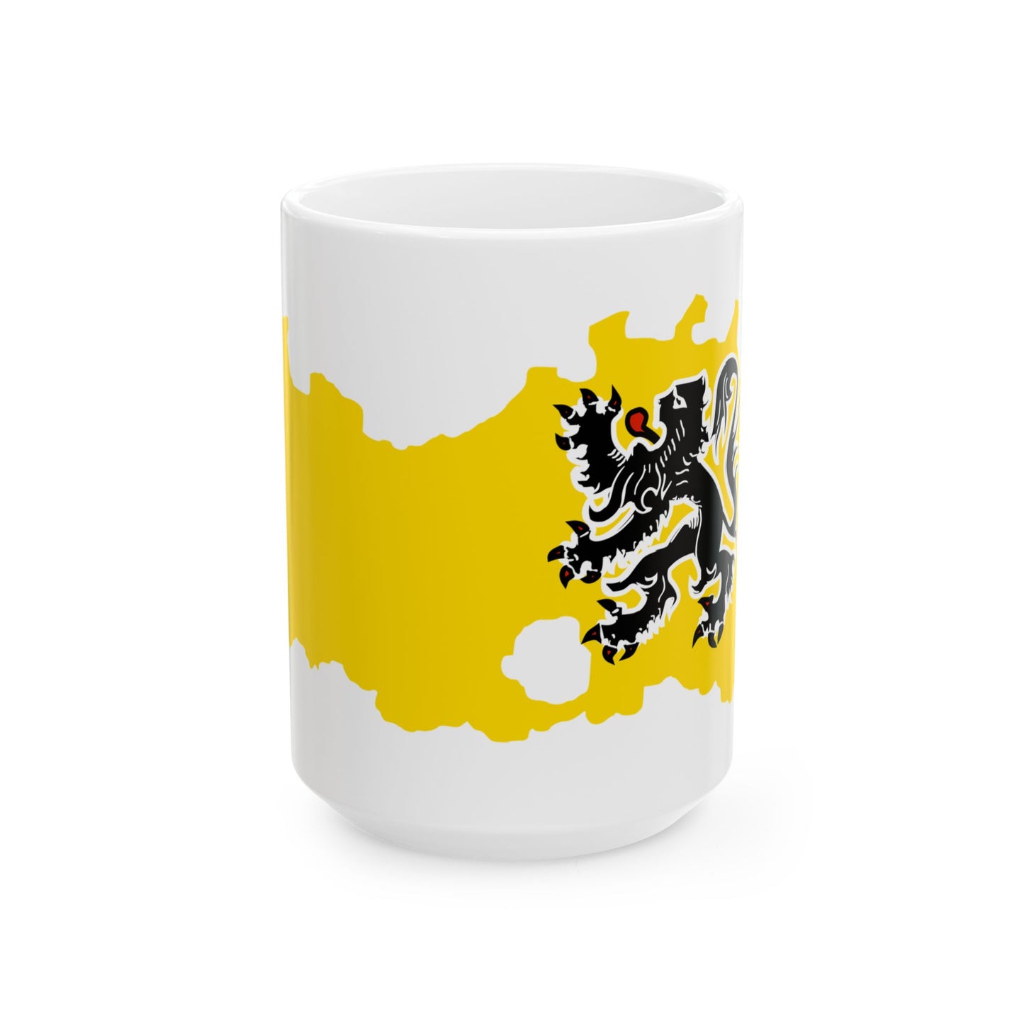 Flag map of the Region of Flanders (Belgium) White Coffee Mug-15oz-Go Mug Yourself