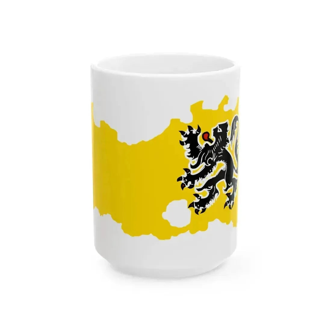 Flag map of the Region of Flanders (Belgium) White Coffee Mug 15oz - Go Mug Yourself