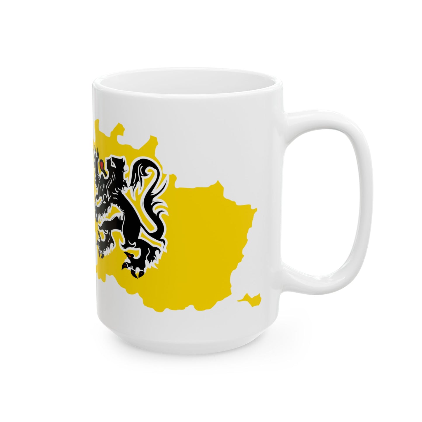 Flag map of the Region of Flanders (Belgium) White Coffee Mug-Go Mug Yourself