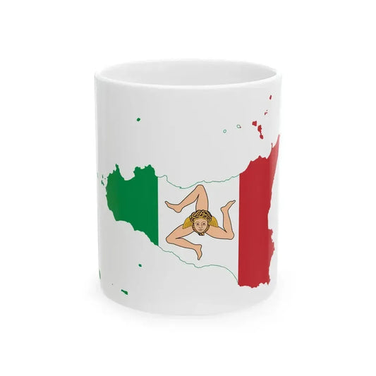 Flag map of the Sicilian Kingdom 1848-1849 (Italy) White Coffee Mug 11oz - Go Mug Yourself