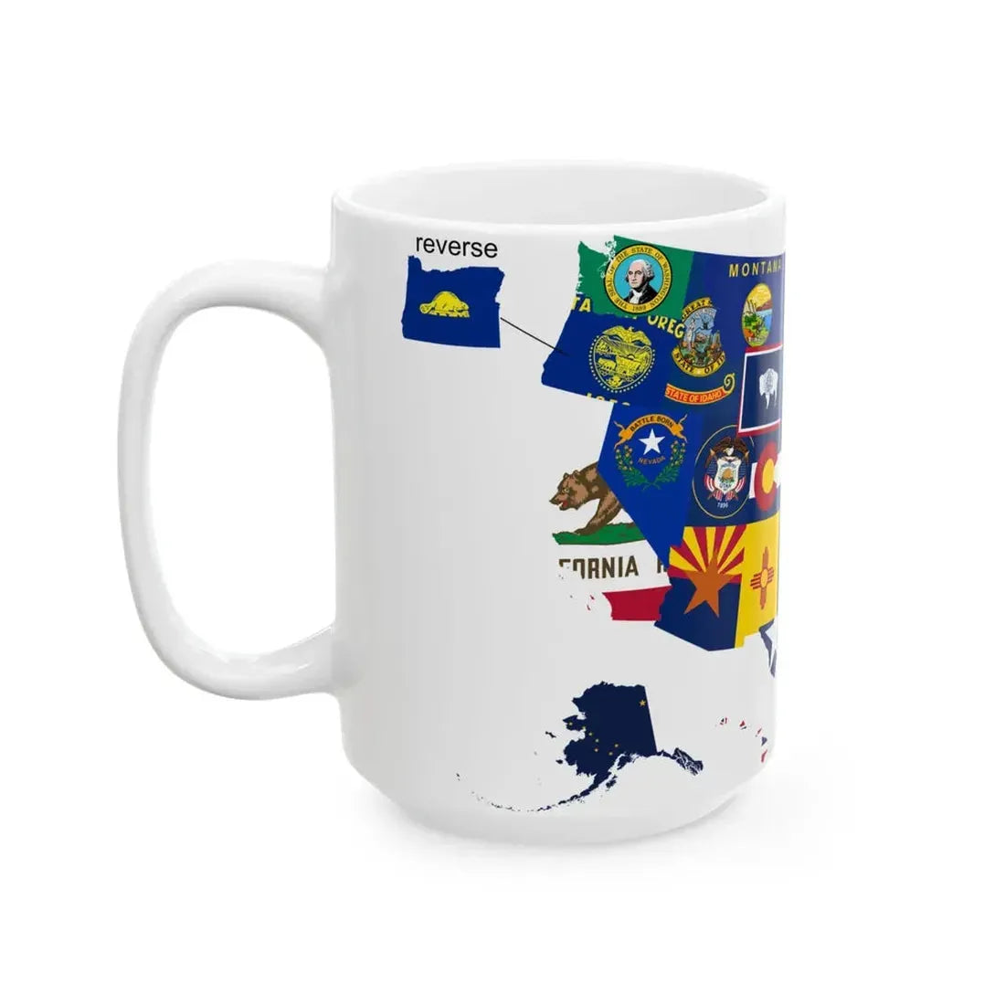 Flag-map of the US states and Washington D.C (United States) White Coffee Mug - Go Mug Yourself