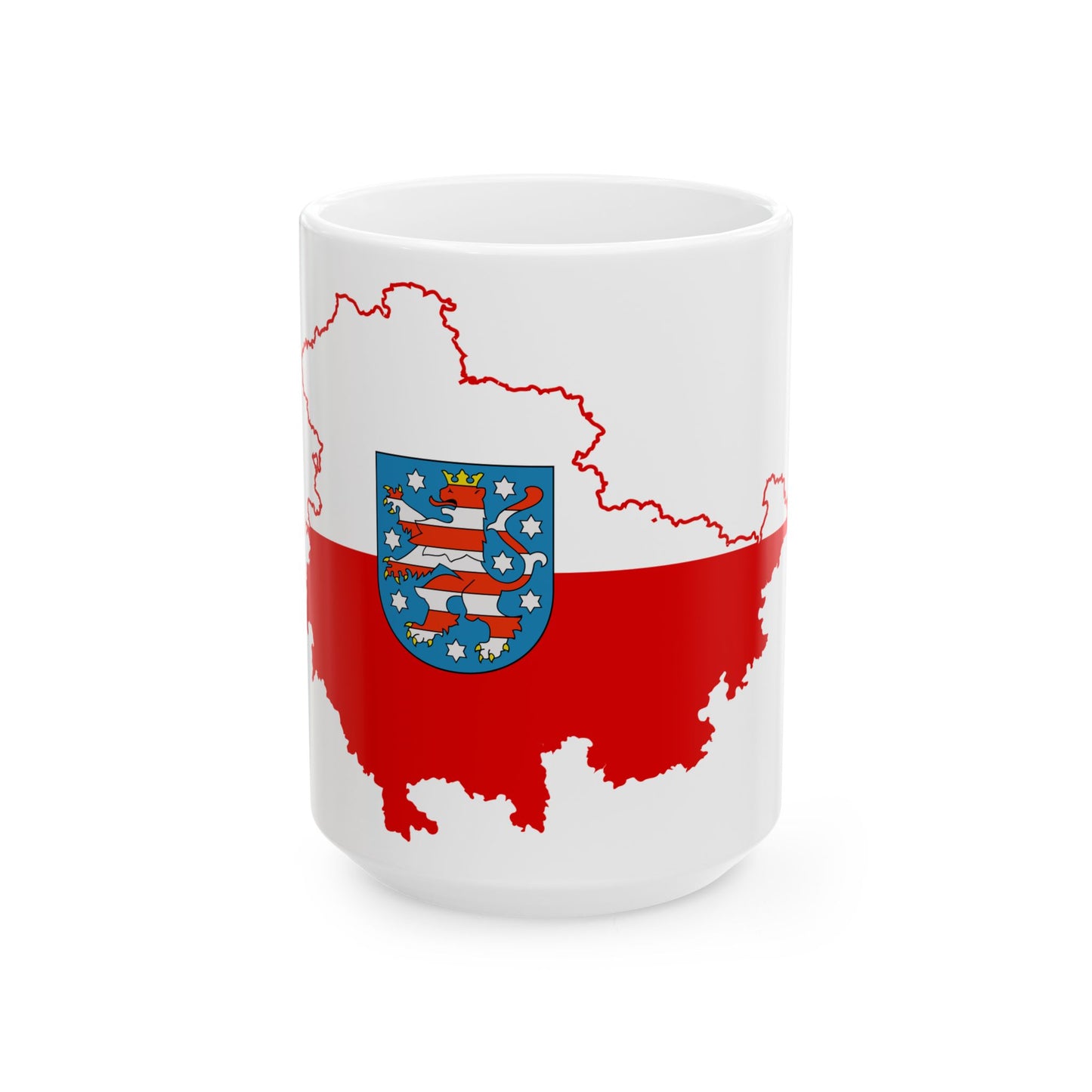 Flag map of Thuringia (Germany) White Coffee Mug-15oz-Go Mug Yourself