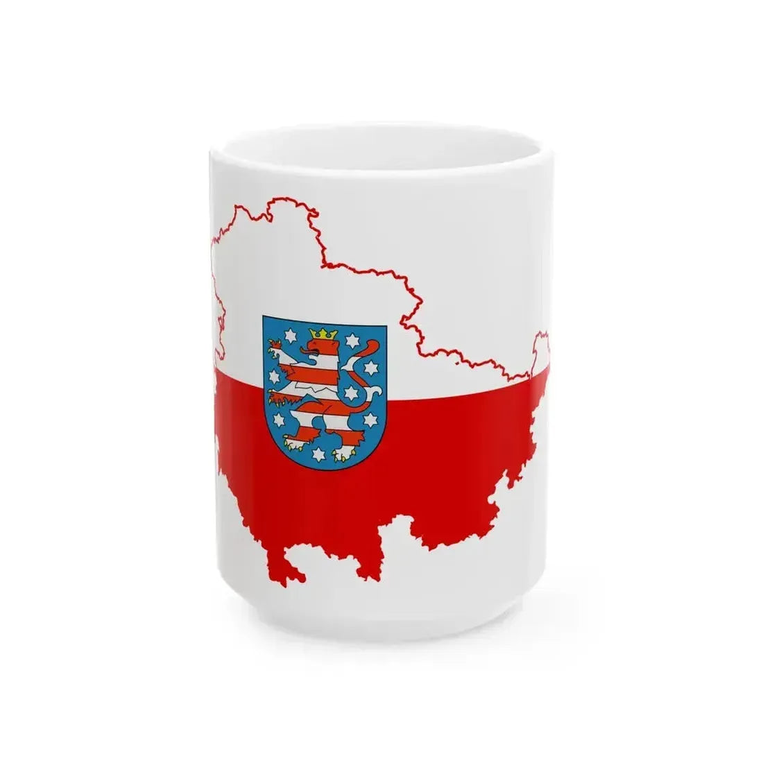 Flag map of Thuringia (Germany) White Coffee Mug 15oz - Go Mug Yourself
