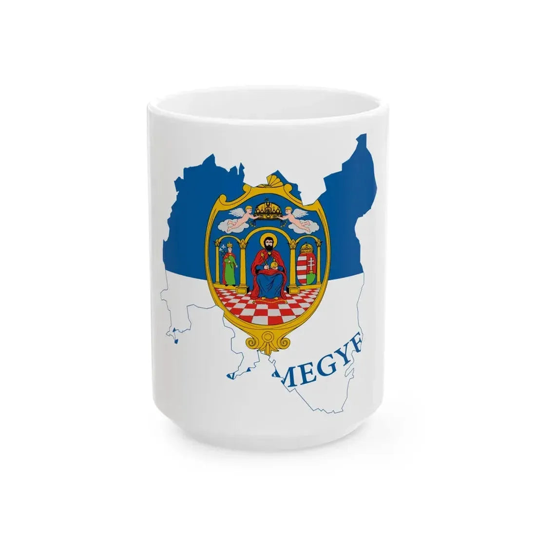 Flag-map of Tolna County (Hungary) White Coffee Mug 15oz - Go Mug Yourself