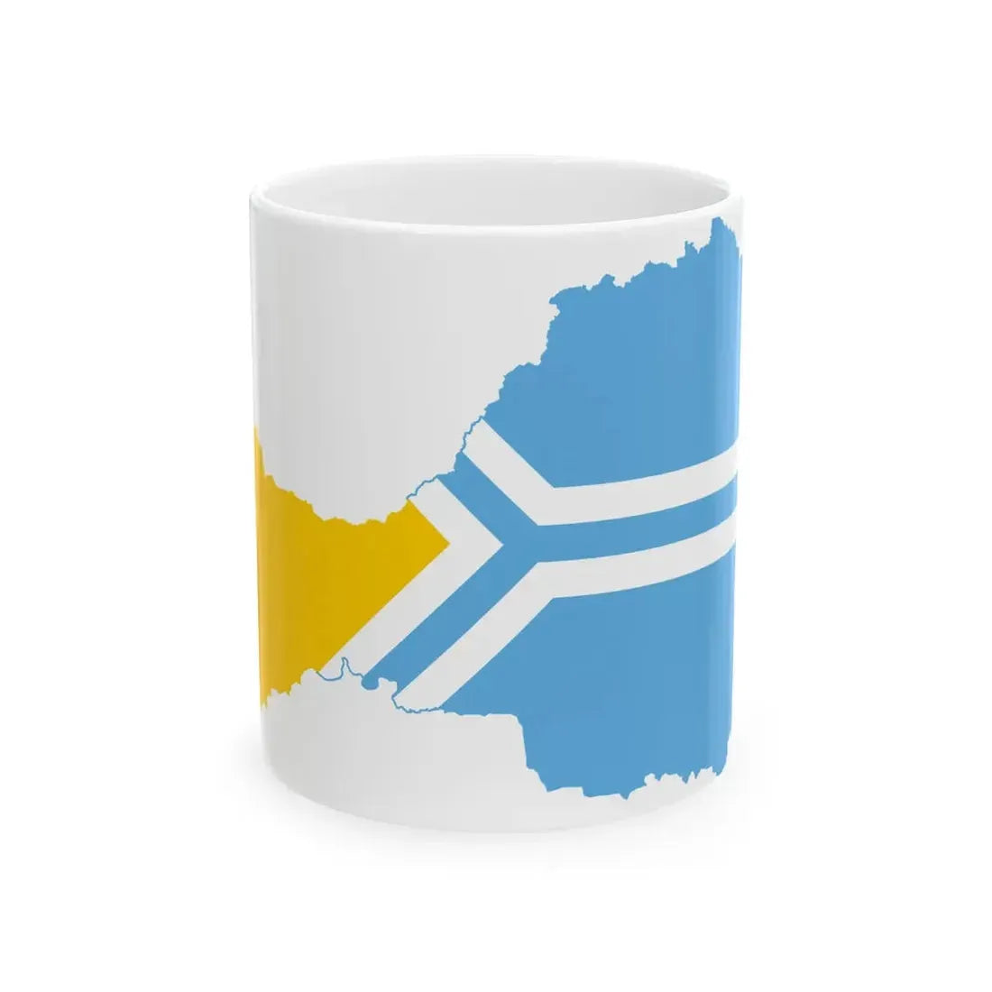 Flag-map of Tuva (Russia) White Coffee Mug 11oz - Go Mug Yourself