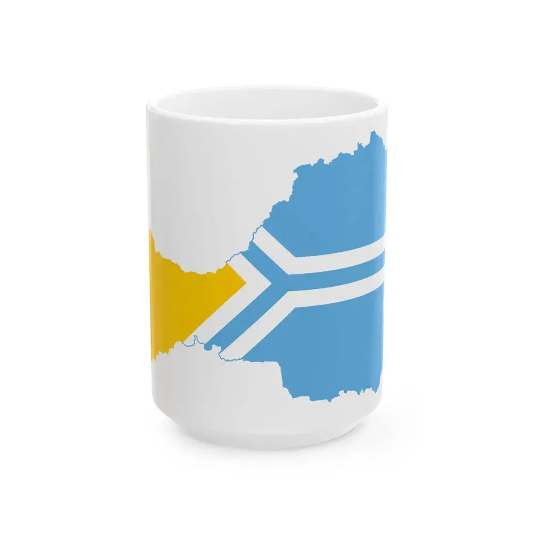 Flag-map of Tuva (Russia) White Coffee Mug 15oz - Go Mug Yourself