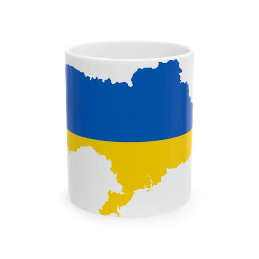 Flag map of Ukraine April 17 2022 (Ukraine) White Coffee Mug 11oz - Go Mug Yourself