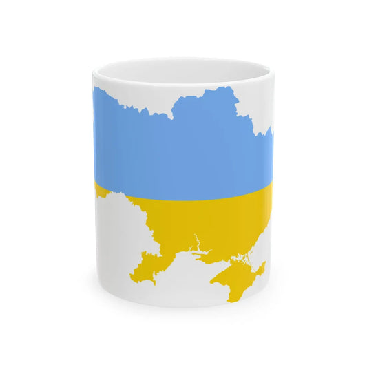 Flag map of Ukraine fair blue (Ukraine) White Coffee Mug 11oz - Go Mug Yourself