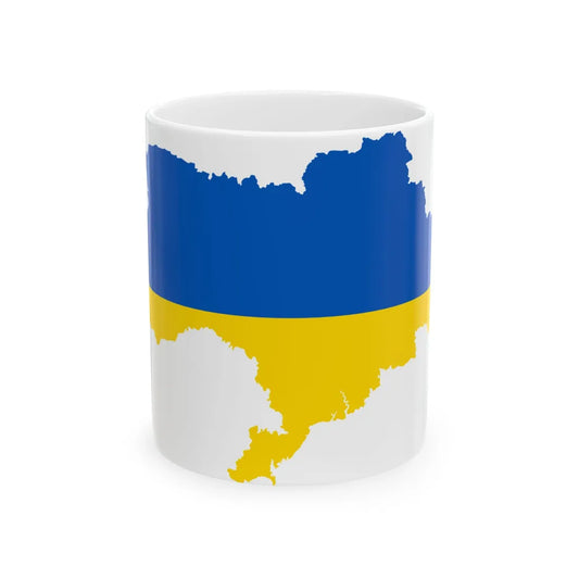 Flag map of Ukraine with Russian-occupied territories omitted (Ukraine) White Coffee Mug 11oz - Go Mug Yourself