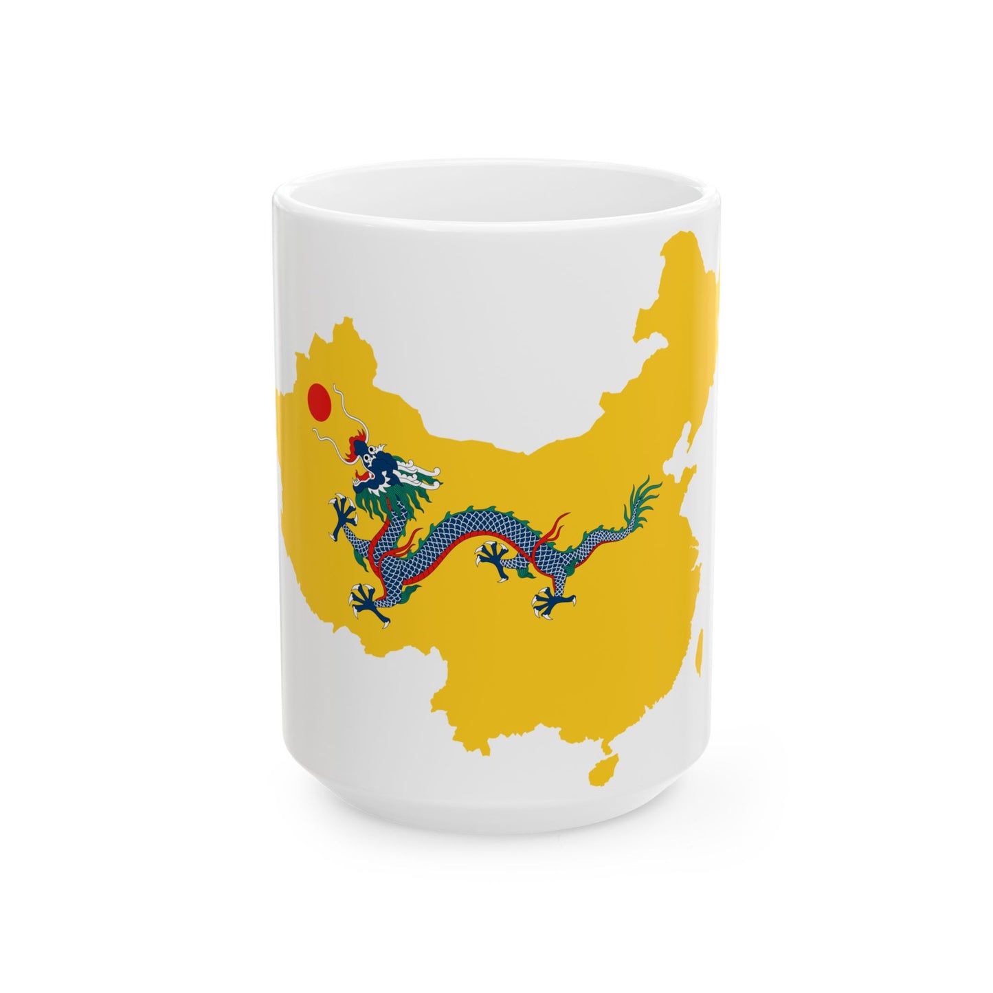 Flag map of Unified China Qing dynasty (China) White Coffee Mug-15oz-Go Mug Yourself