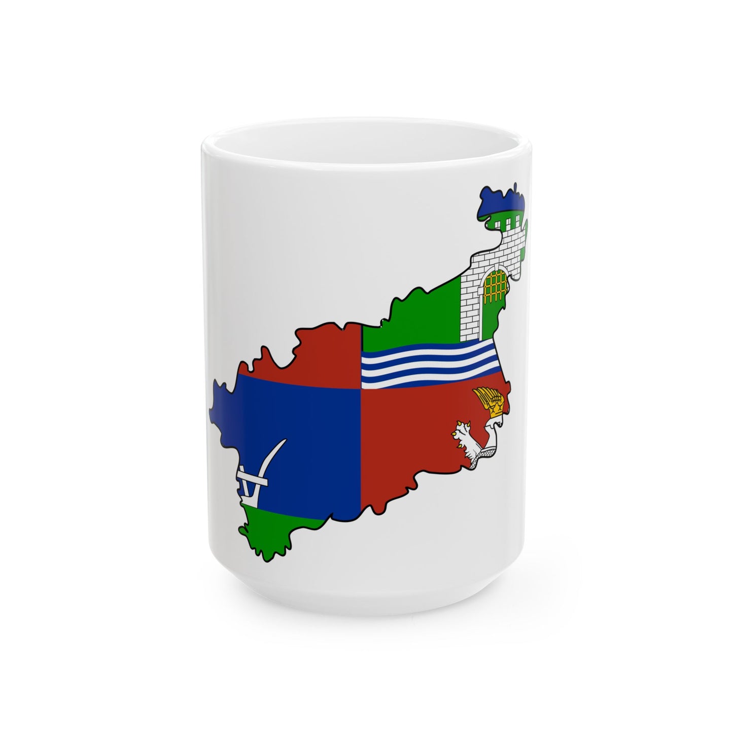 Flag-map of Usti nad Labem Region (Czech Republic) White Coffee Mug-15oz-Go Mug Yourself