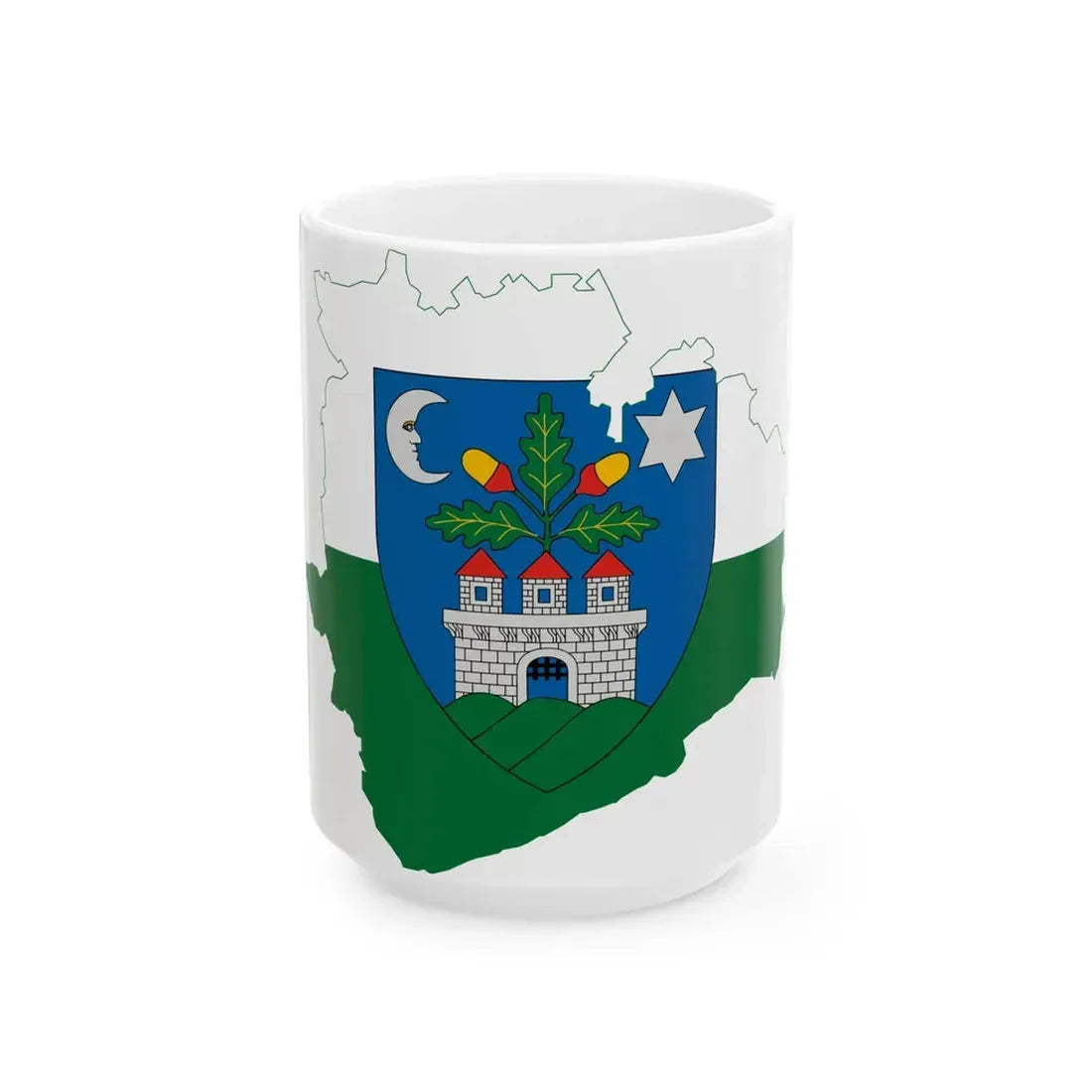 Flag-map of Veszprem County (Hungary) White Coffee Mug 15oz - Go Mug Yourself