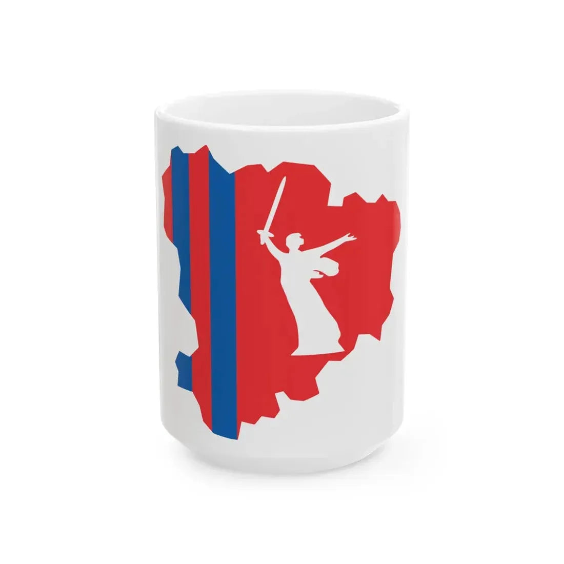 Flag-map of Volgograd Oblast (Russia) White Coffee Mug 15oz - Go Mug Yourself