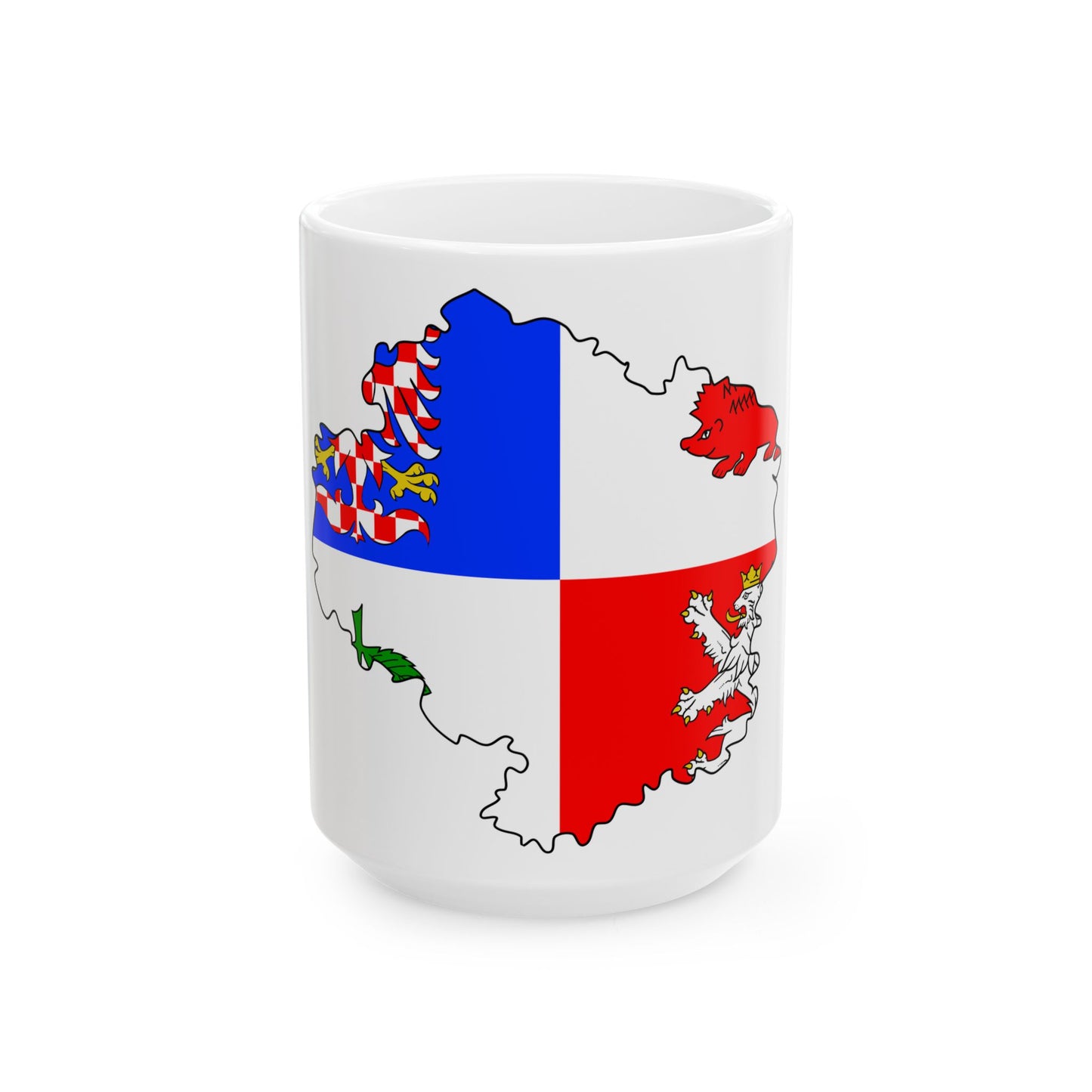 Flag-map of Vysocina Region (Czech Republic) White Coffee Mug-15oz-Go Mug Yourself