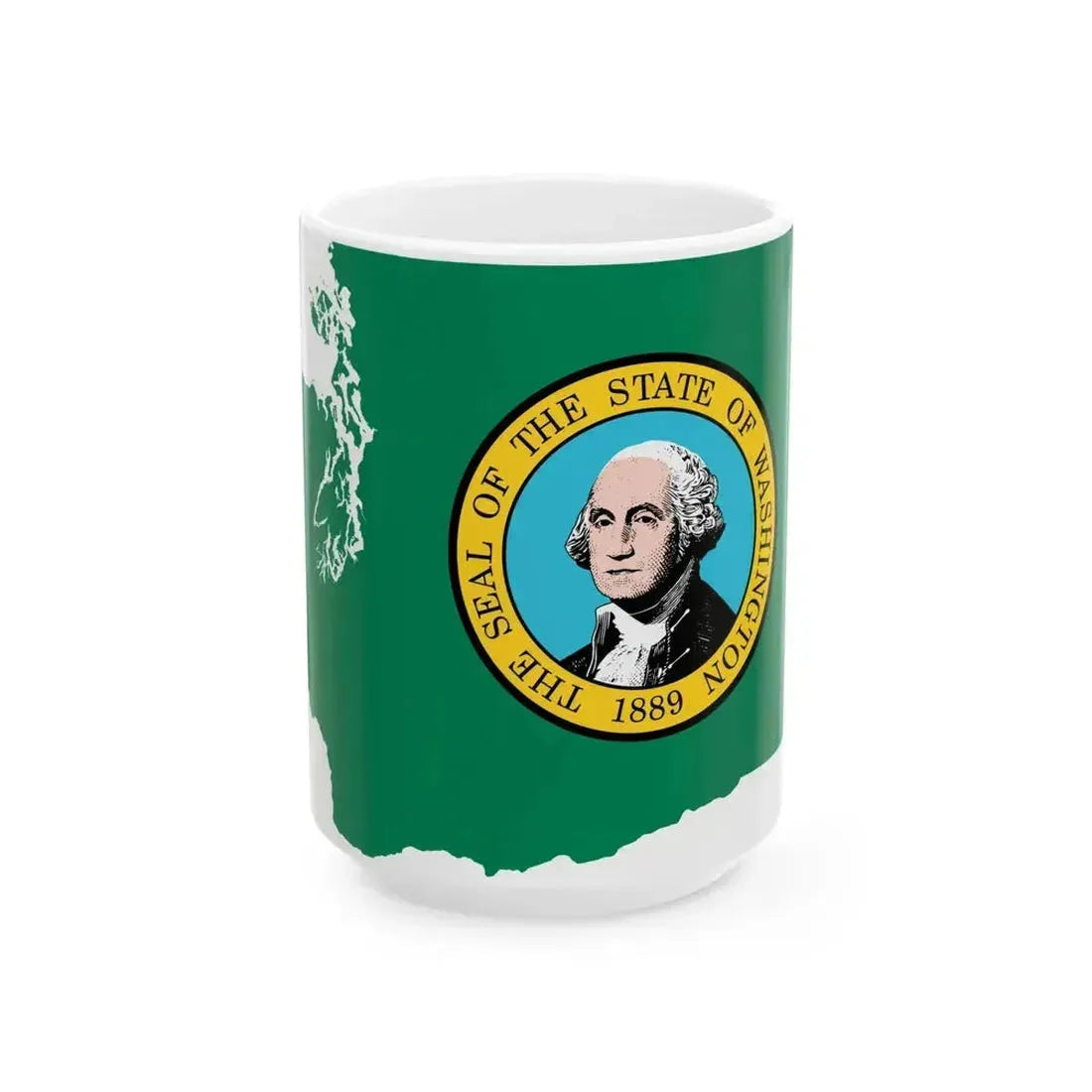 Flag map of Washington (United States) White Coffee Mug 15oz - Go Mug Yourself