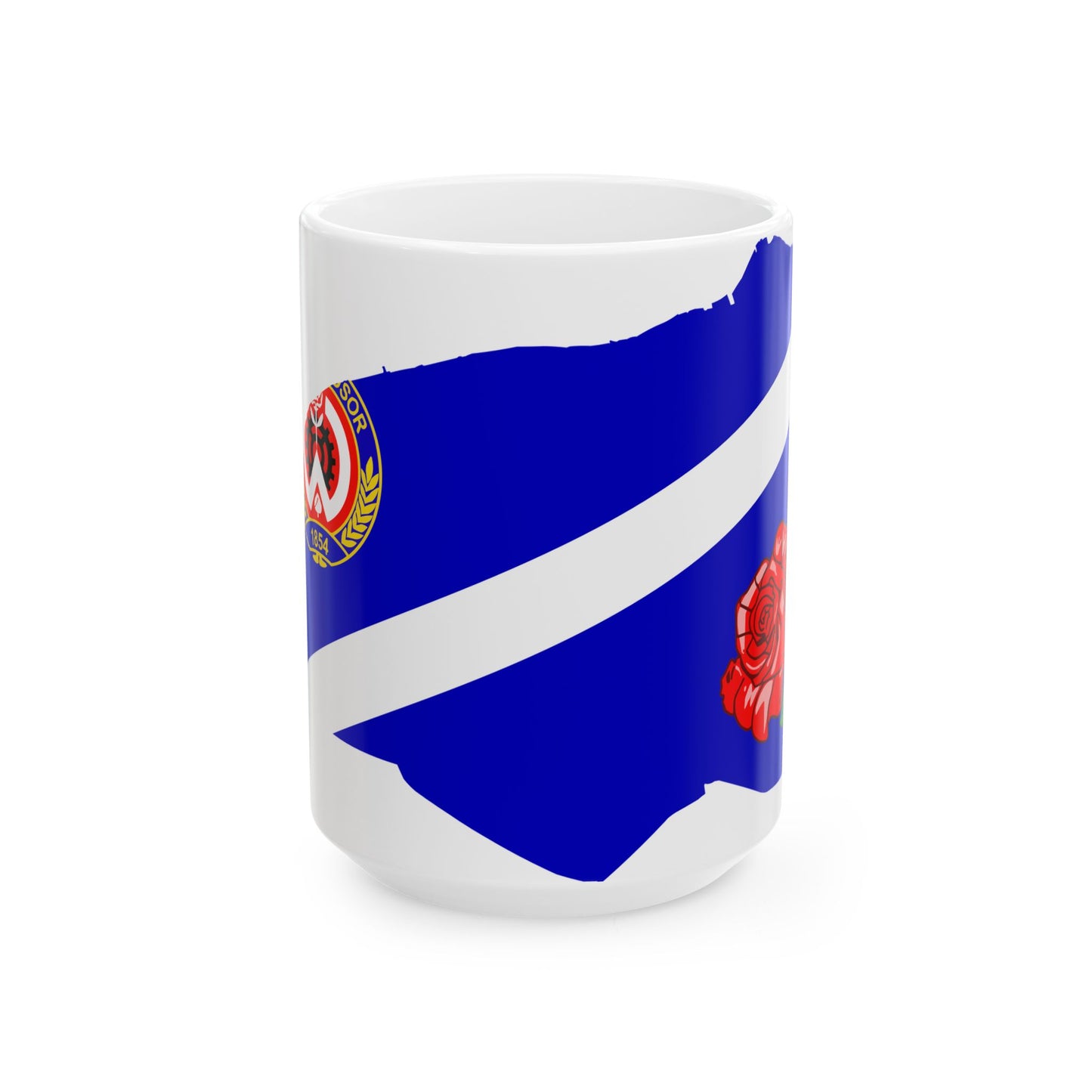 Flag-map of Windsor (Canada) White Coffee Mug-15oz-Go Mug Yourself