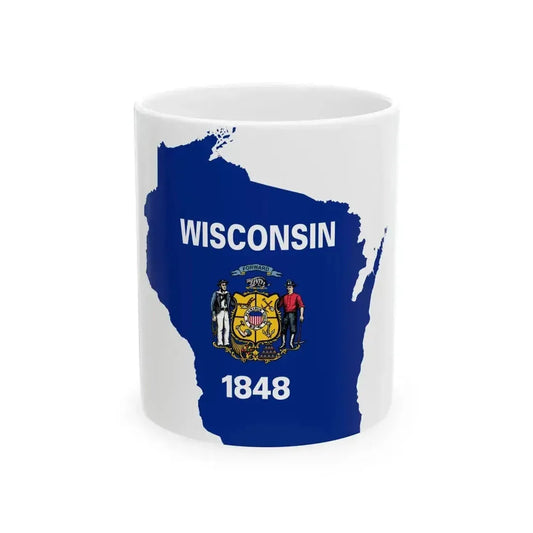 Flag map of Wisconsin (United States) White Coffee Mug 11oz - Go Mug Yourself