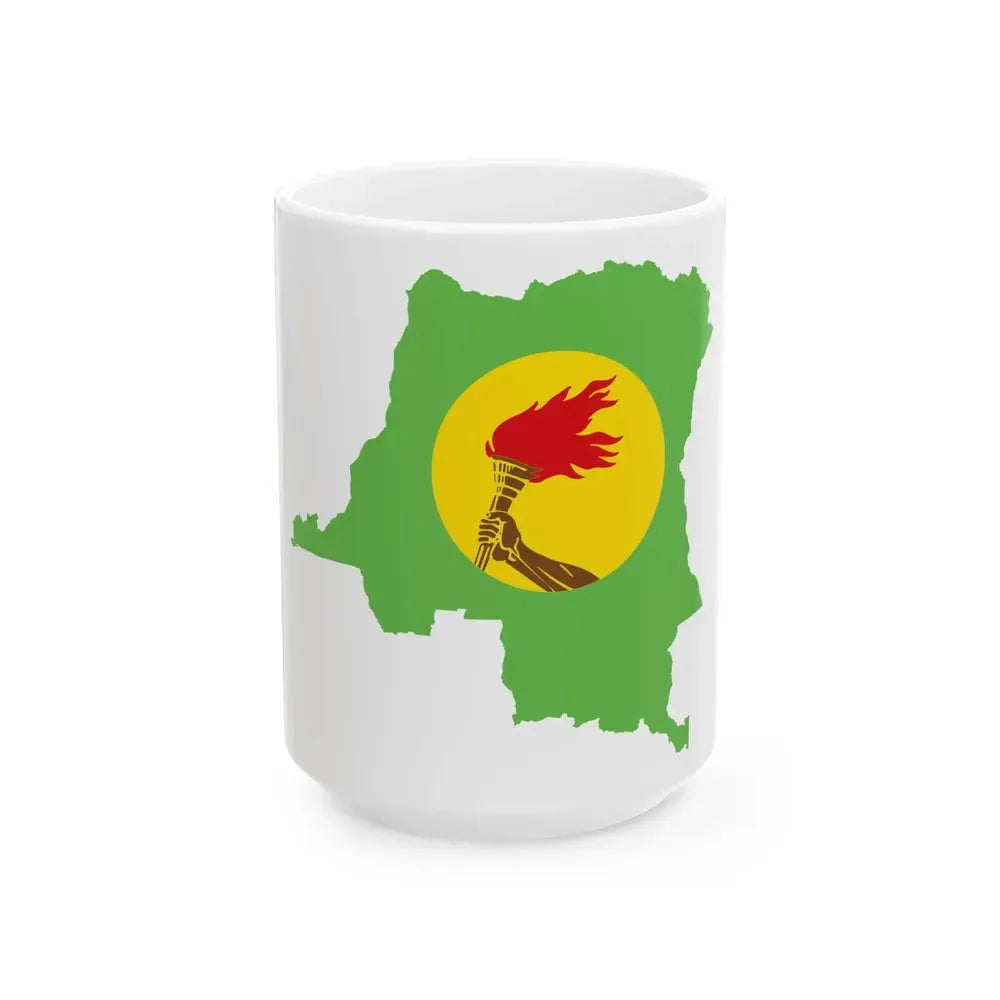 Flag map of Zaire 1971-1997 (Congo) White Coffee Mug 15oz - Go Mug Yourself
