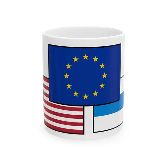 Flag mix United States Russia EU peace (Russia) White Coffee Mug 11oz - Go Mug Yourself