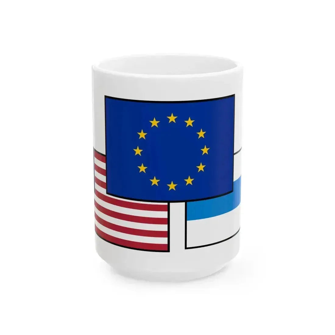 Flag mix United States Russia EU peace (Russia) White Coffee Mug 15oz - Go Mug Yourself