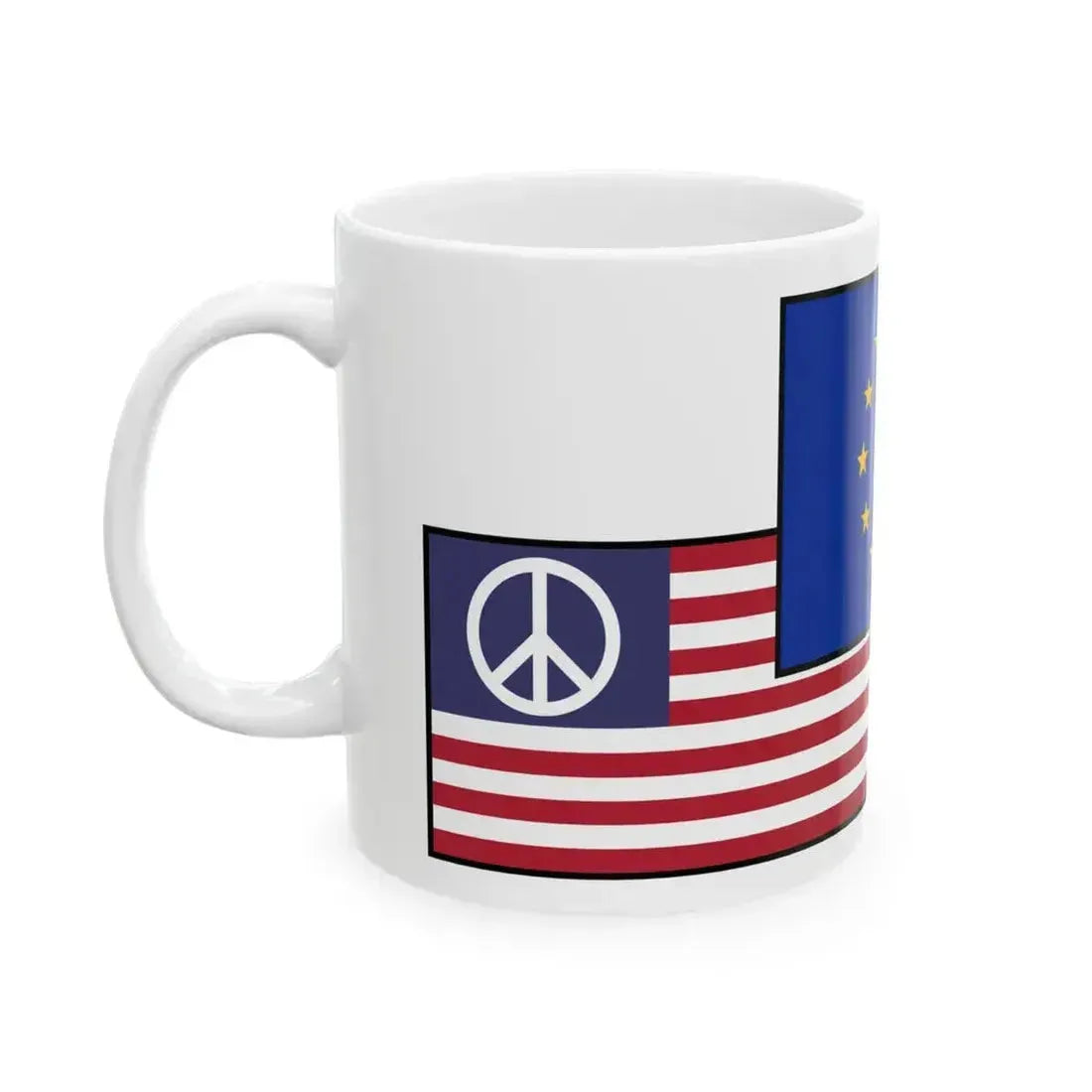 Flag mix United States Russia EU peace (Russia) White Coffee Mug - Go Mug Yourself