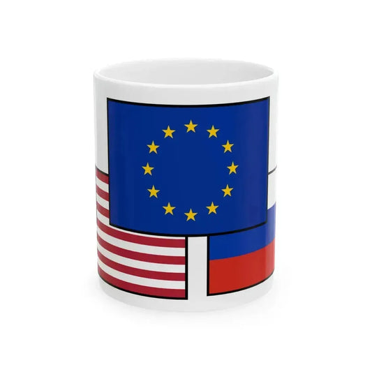 Flag mix United States Russia EU (Russia) White Coffee Mug 11oz - Go Mug Yourself