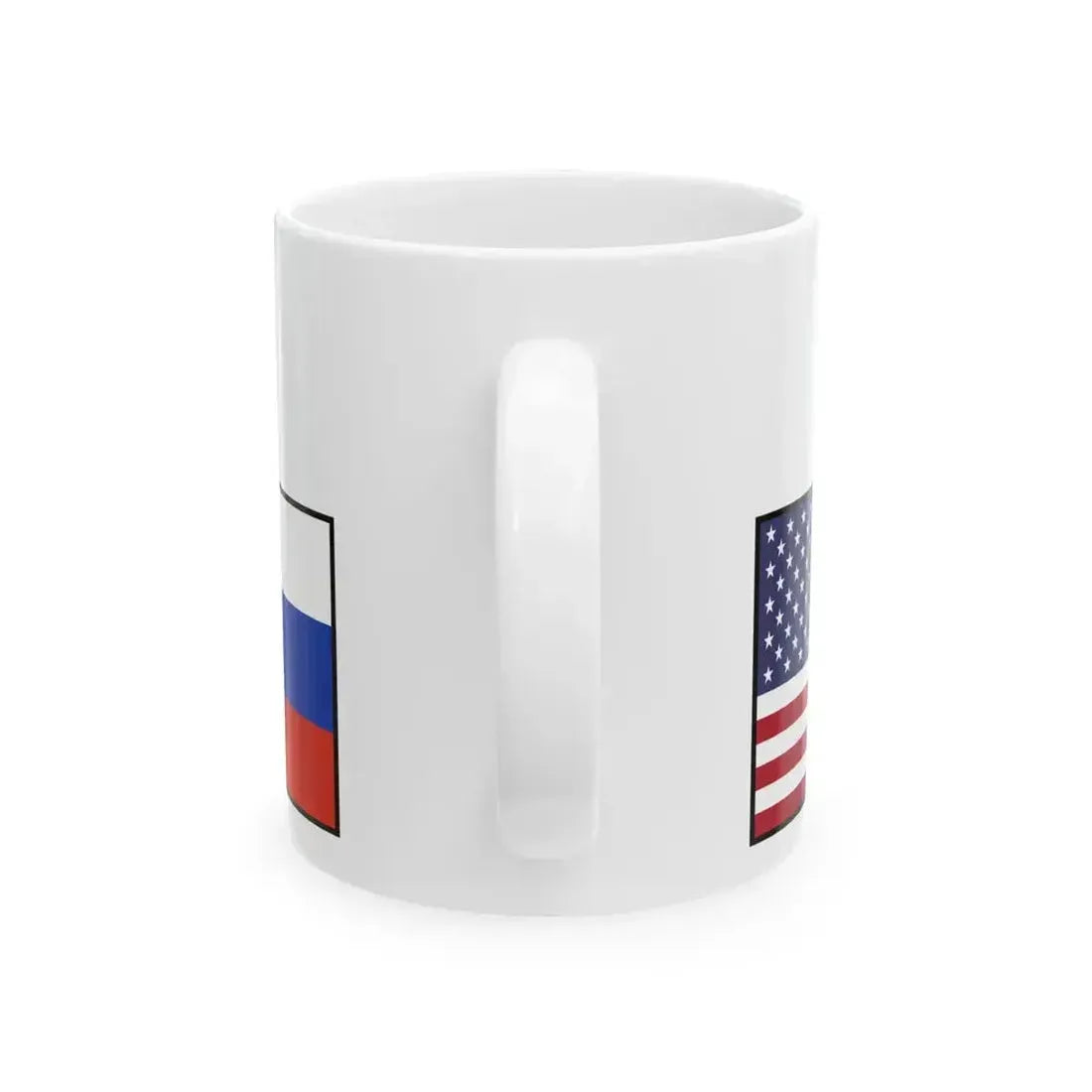 Flag mix United States Russia EU (Russia) White Coffee Mug - Go Mug Yourself