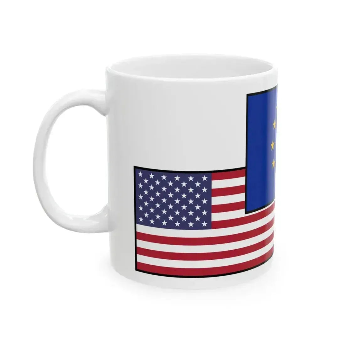 Flag mix United States Russia EU (Russia) White Coffee Mug - Go Mug Yourself