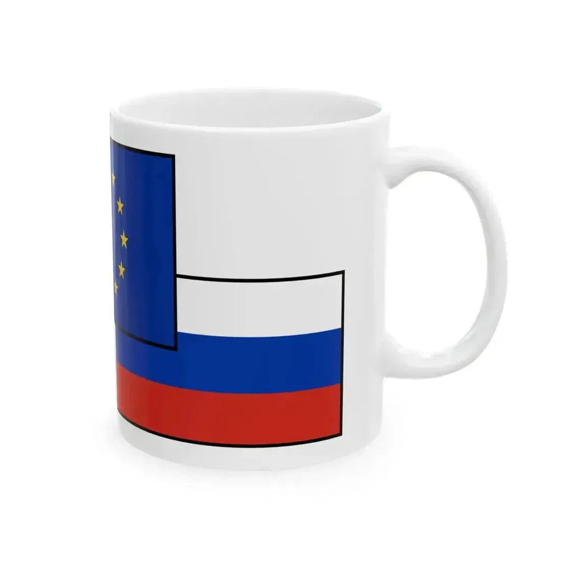 Flag mix United States Russia EU (Russia) White Coffee Mug - Go Mug Yourself
