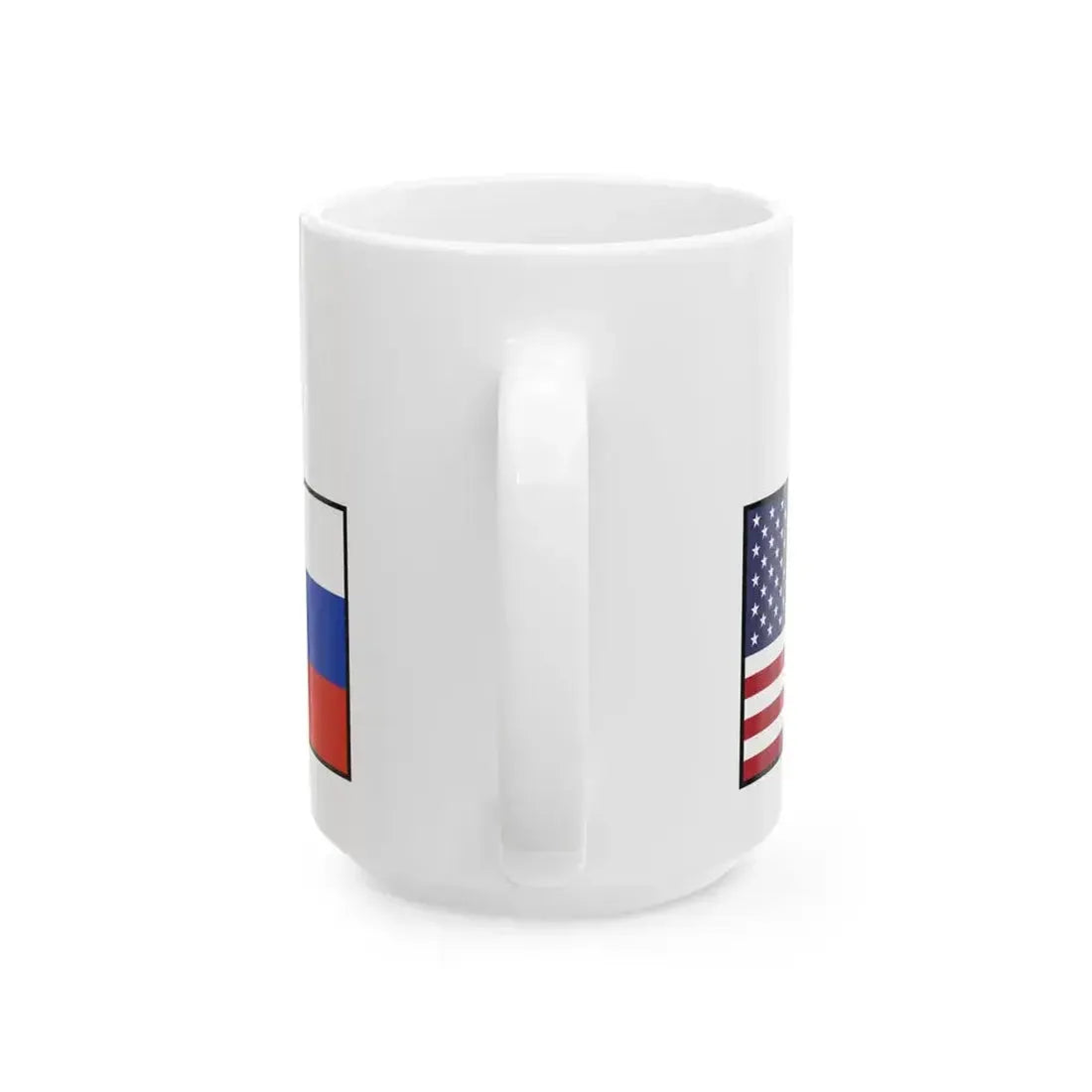 Flag mix United States Russia EU (Russia) White Coffee Mug - Go Mug Yourself
