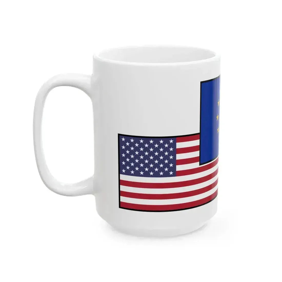 Flag mix United States Russia EU (Russia) White Coffee Mug - Go Mug Yourself