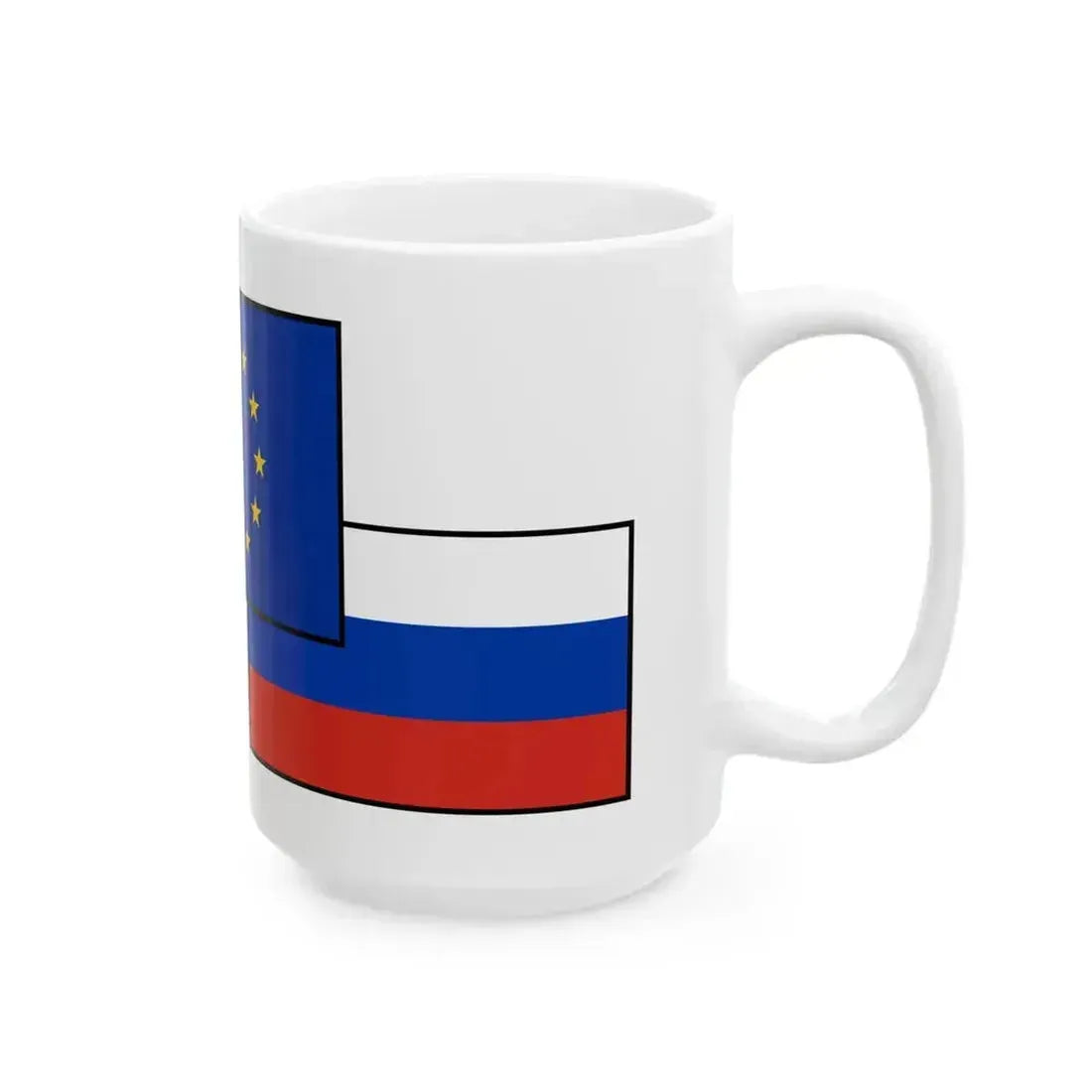 Flag mix United States Russia EU (Russia) White Coffee Mug - Go Mug Yourself