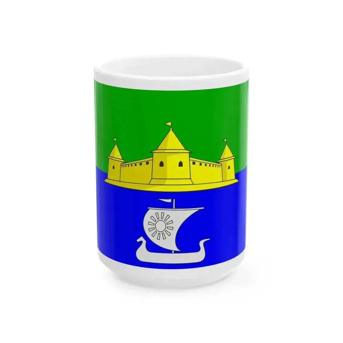 Flag Morozovka Leningrad oblast (Russia) White Coffee Mug 15oz - Go Mug Yourself