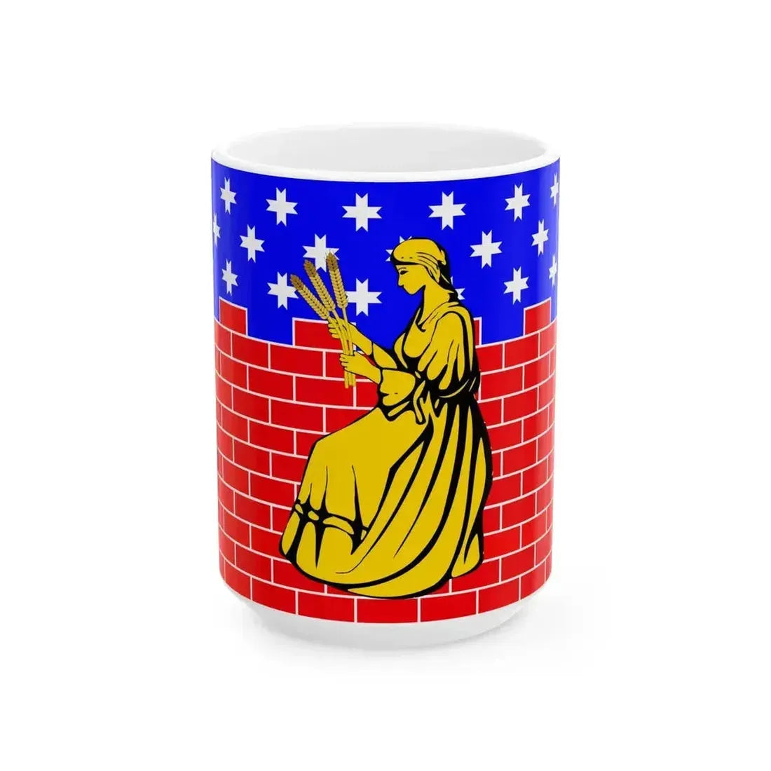 Flag Novoe Deviatkino Leningrad oblast (Russia) White Coffee Mug 15oz - Go Mug Yourself