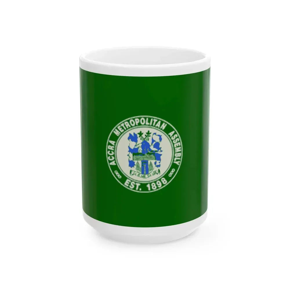 Flag of Accra (Ghana) White Coffee Mug 15oz - Go Mug Yourself