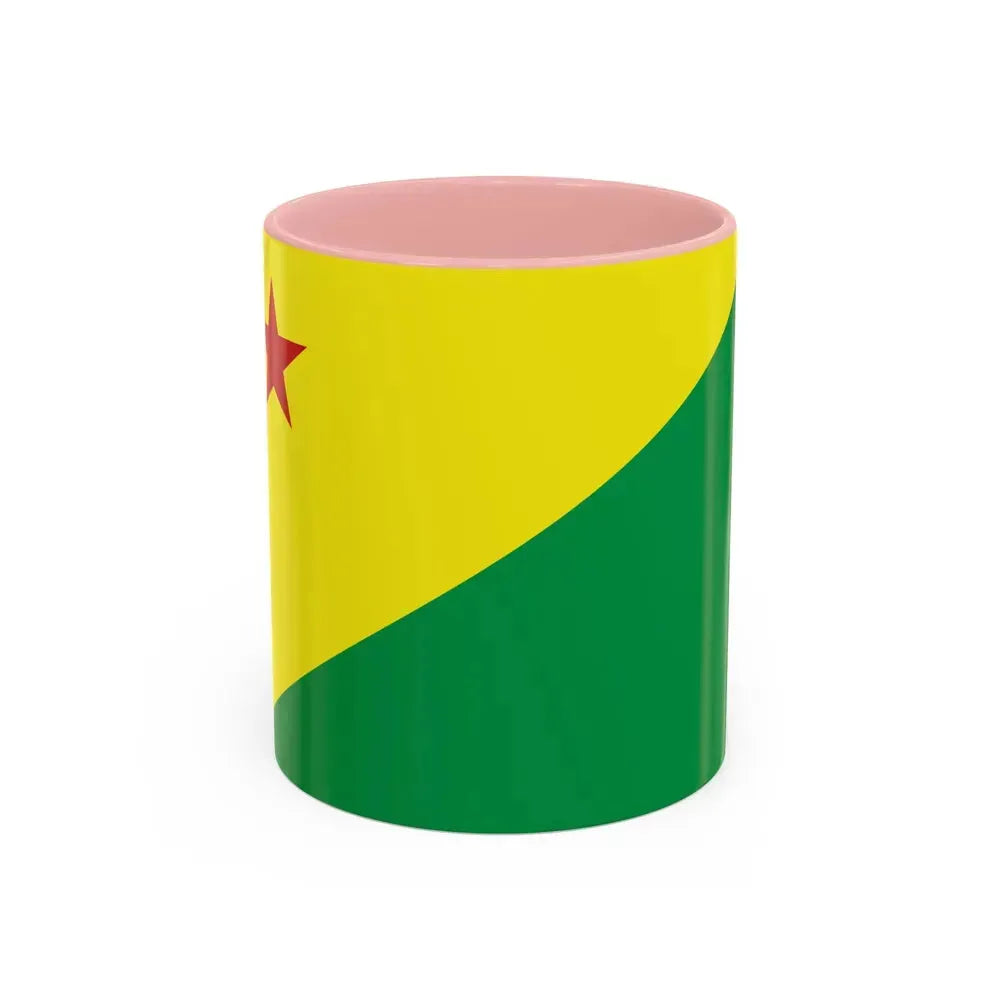 Flag of Acre Brazil - Accent Coffee Mug 11oz Pink - Go Mug Yourself