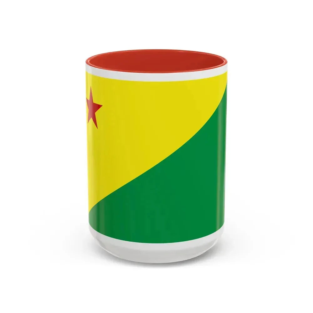 Flag of Acre Brazil - Accent Coffee Mug 15oz Red - Go Mug Yourself