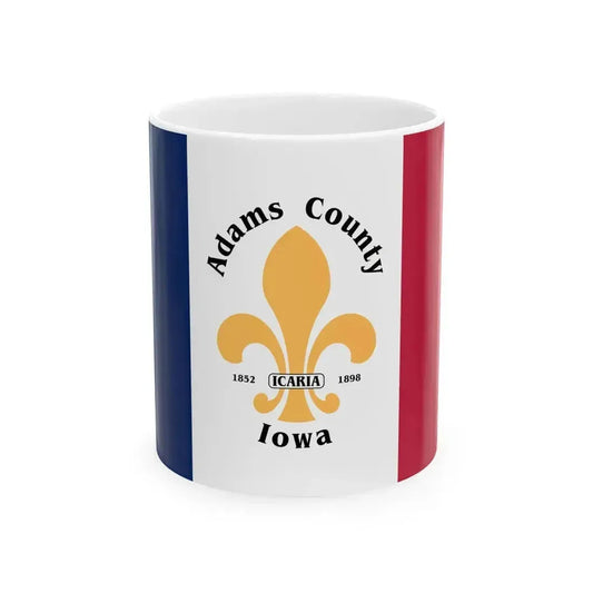 Flag of Adams County Iowa Sesquicentennial (United States) White Coffee Mug 11oz - Go Mug Yourself