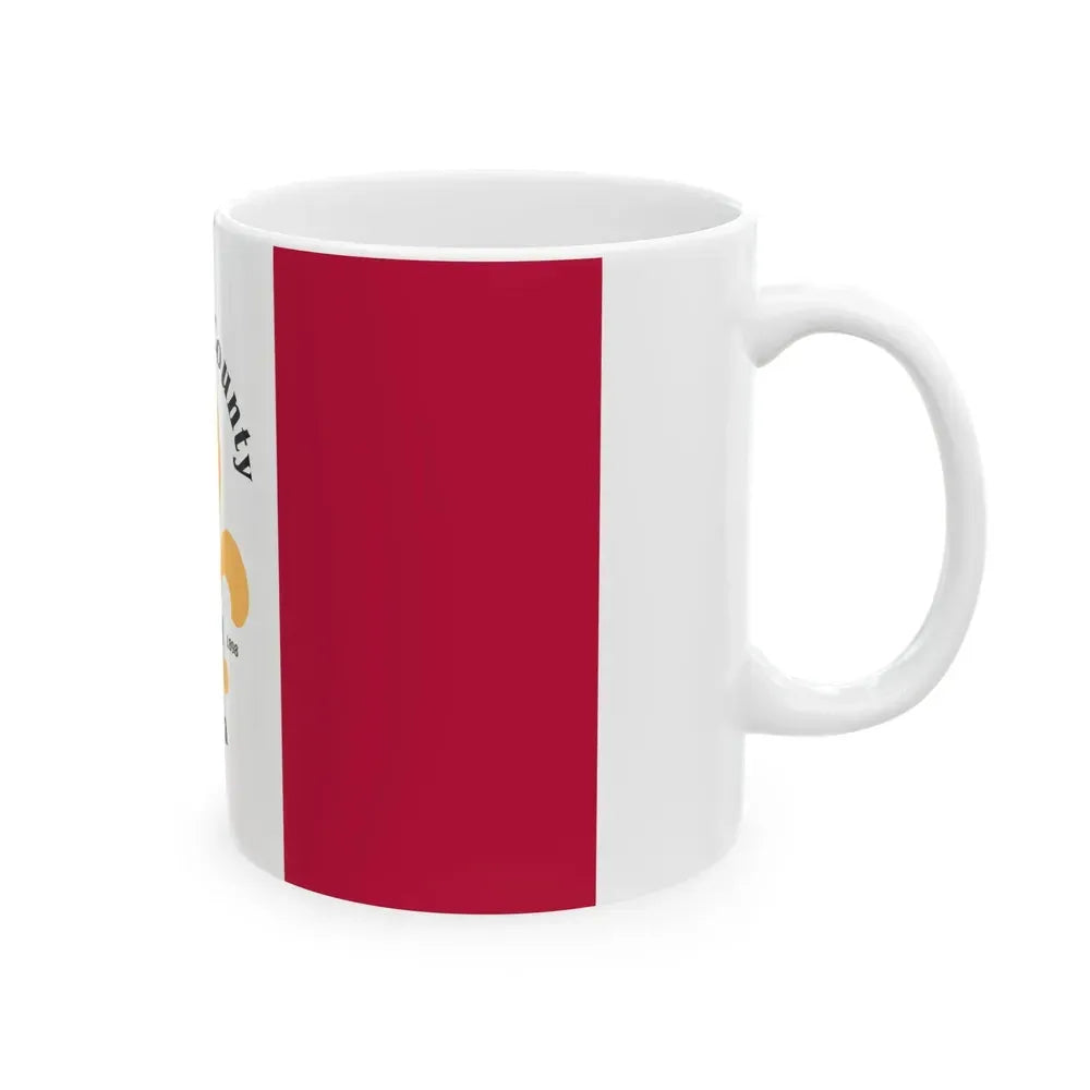 Flag of Adams County Iowa Sesquicentennial (United States) White Coffee Mug - Go Mug Yourself