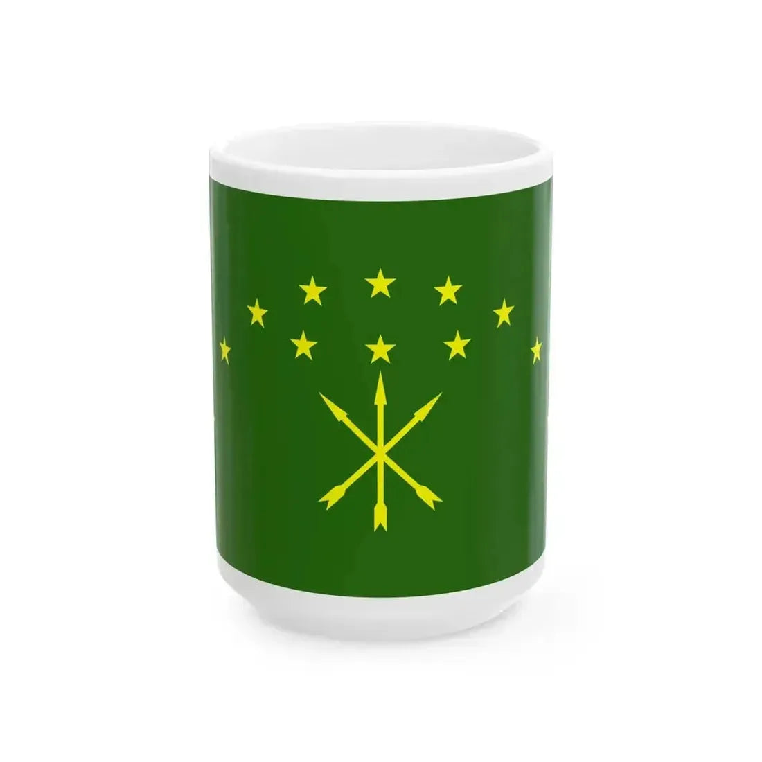 Flag of Adygea 3-2 (Russia) White Coffee Mug 15oz - Go Mug Yourself