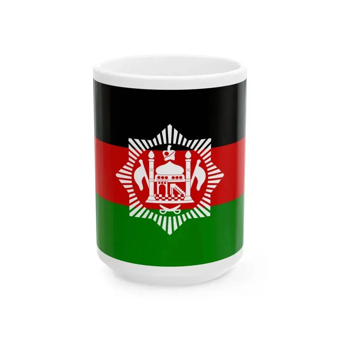 Flag of Afghanistan 1928 (Afghanistan) White Coffee Mug 15oz - Go Mug Yourself
